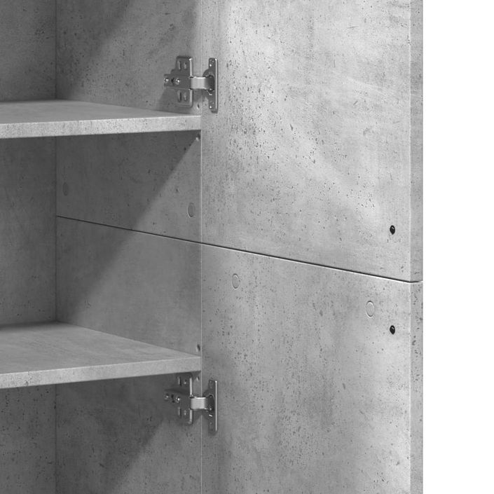 Buffet haut gris béton 80x35x180 cm bois d'ingénierie - Photo n°8