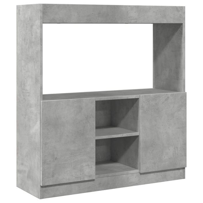 Buffet haut gris béton 92x33x100 cm bois d'ingénierie - Photo n°2