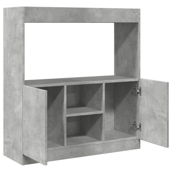 Buffet haut gris béton 92x33x100 cm bois d'ingénierie - Photo n°8