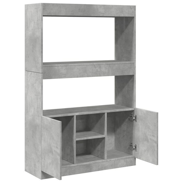 Buffet haut gris béton 92x33x140 cm bois d'ingénierie - Photo n°8