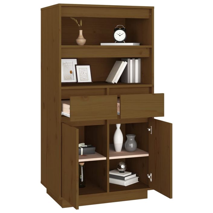 Buffet haut Marron miel 60x40x116,5 cm Bois massif de pin - Photo n°6