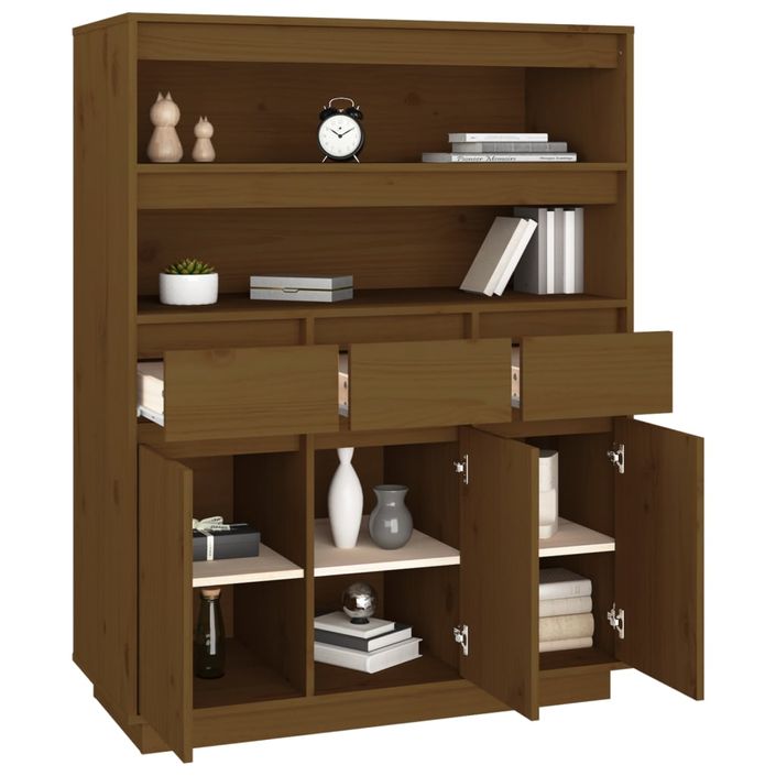 Buffet haut Marron miel 89x40x116,5 cm Bois massif de pin - Photo n°6