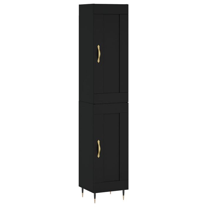 Buffet haut Noir 34,5x34x180 cm Bois d'ingénierie - Photo n°1