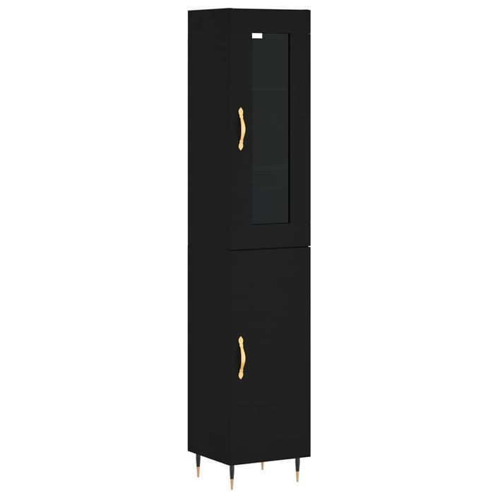 Buffet haut Noir 34,5x34x180 cm Bois d'ingénierie - Photo n°1