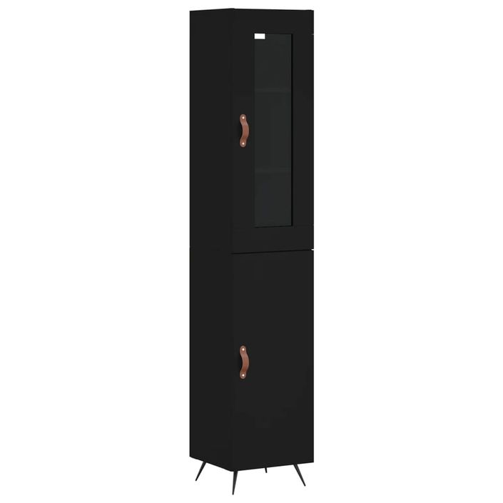 Buffet haut Noir 34,5x34x180 cm Bois d'ingénierie - Photo n°1