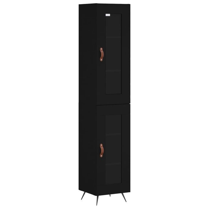 Buffet haut Noir 34,5x34x180 cm Bois d'ingénierie - Photo n°1