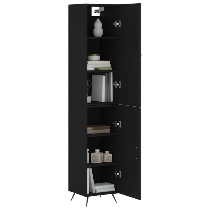 Buffet haut Noir 34,5x34x180 cm Bois d'ingénierie - Photo n°3