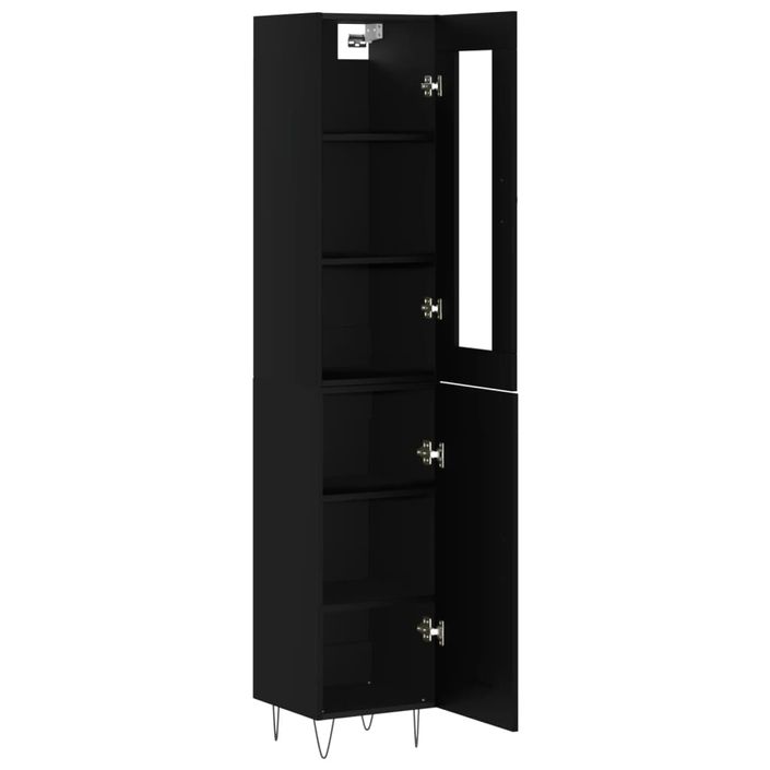 Buffet haut Noir 34,5x34x180 cm Bois d'ingénierie - Photo n°4