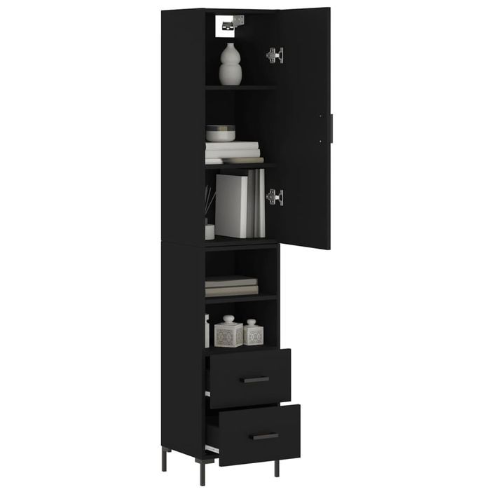 Buffet haut Noir 34,5x34x180 cm Bois d'ingénierie - Photo n°3