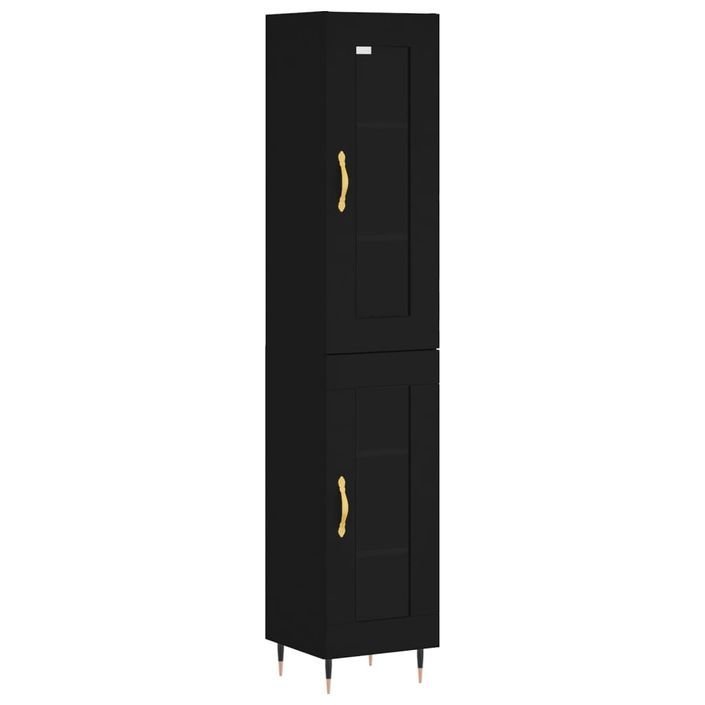 Buffet haut Noir 34,5x34x180 cm Bois d'ingénierie - Photo n°1