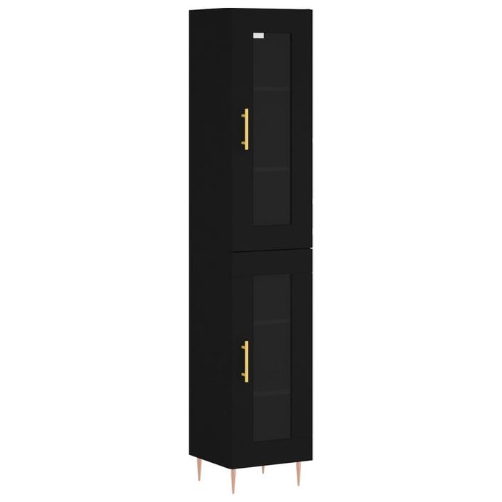 Buffet haut Noir 34,5x34x180 cm Bois d'ingénierie - Photo n°1