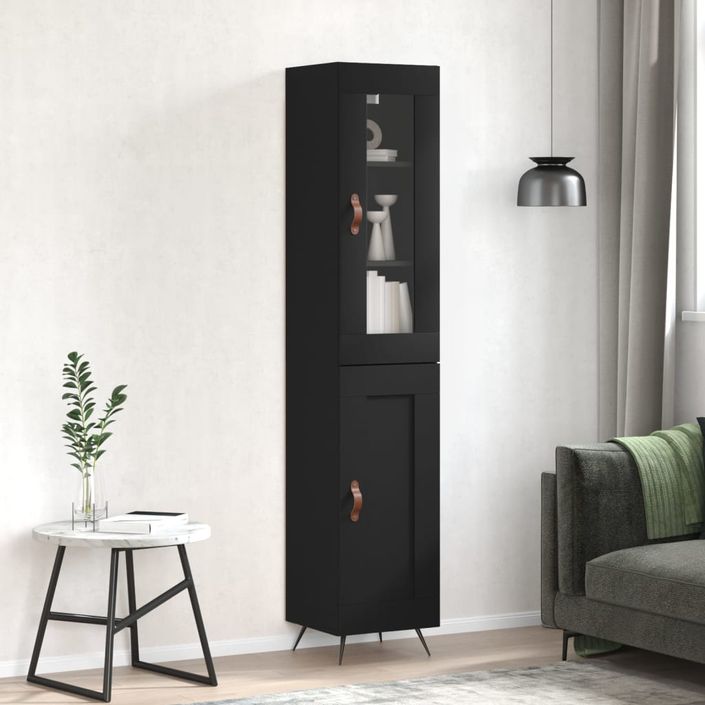 Buffet haut Noir 34,5x34x180 cm Bois d'ingénierie - Photo n°2