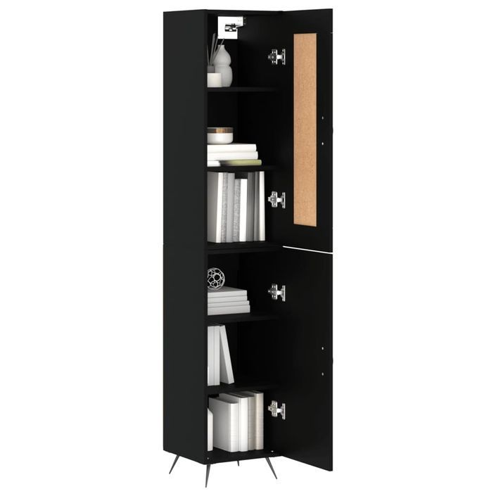 Buffet haut Noir 34,5x34x180 cm Bois d'ingénierie - Photo n°3