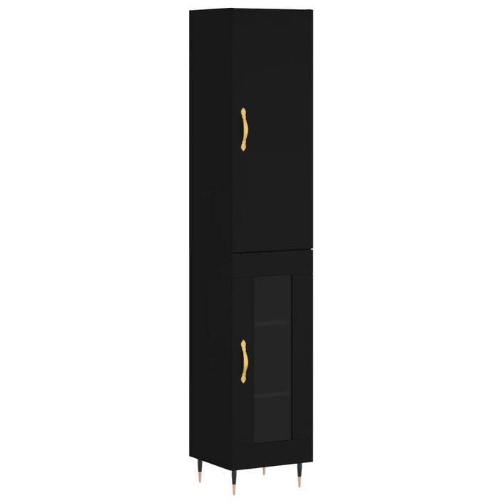 Buffet haut Noir 34,5x34x180 cm Bois d'ingénierie - Photo n°1