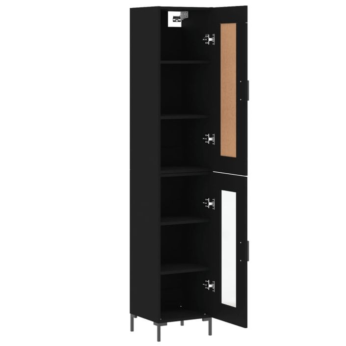 Buffet haut Noir 34,5x34x180 cm Bois d'ingénierie - Photo n°4