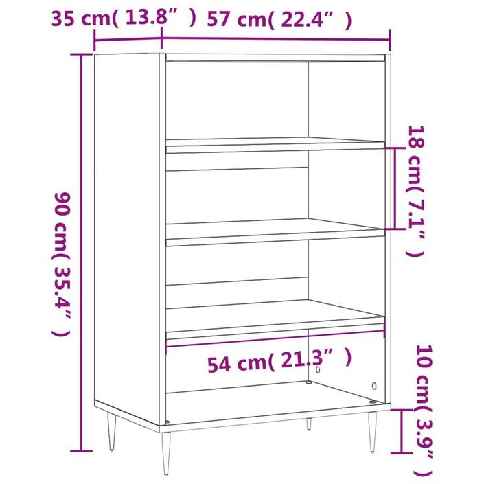 Buffet haut noir 57x35x90 cm bois d'ingénierie - Photo n°9