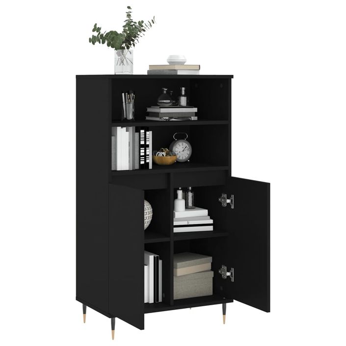 Buffet haut Noir 60x36x110 cm Bois d'ingénierie - Photo n°4