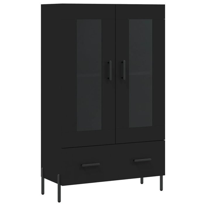 Buffet haut noir 69,5x31x115 cm bois d'ingénierie - Photo n°2