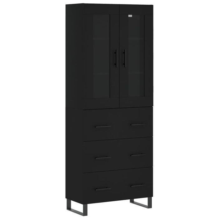 Buffet haut Noir 69,5x34x180 cm Bois d'ingénierie - Photo n°1