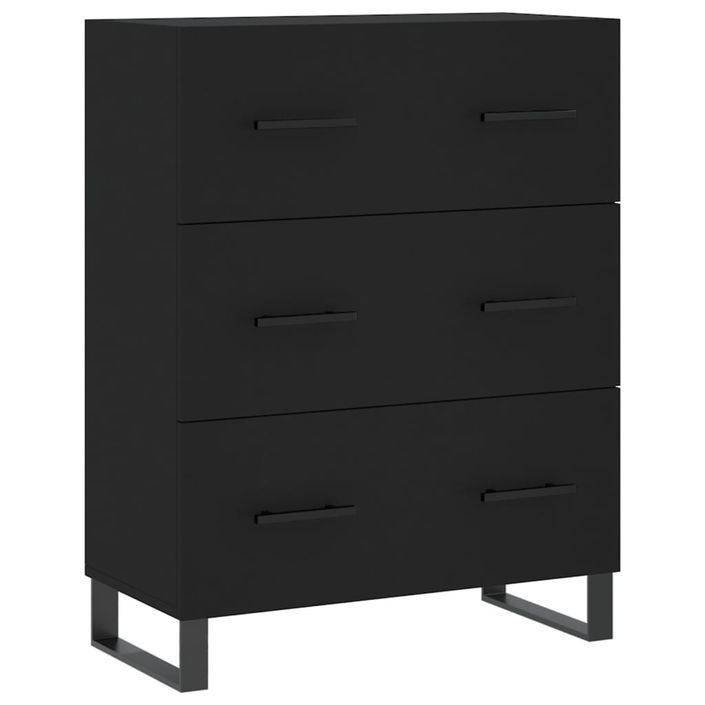 Buffet haut Noir 69,5x34x180 cm Bois d'ingénierie - Photo n°7