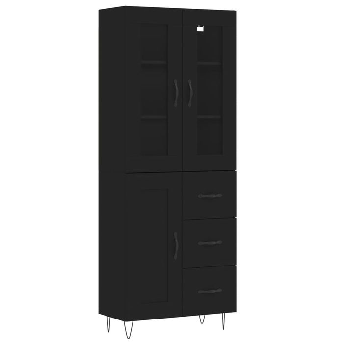 Buffet haut Noir 69,5x34x180 cm Bois d'ingénierie - Photo n°1