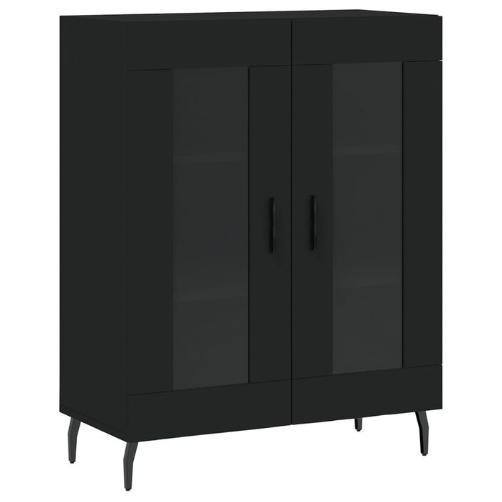 Buffet haut Noir 69,5x34x180 cm Bois d'ingénierie - Photo n°7