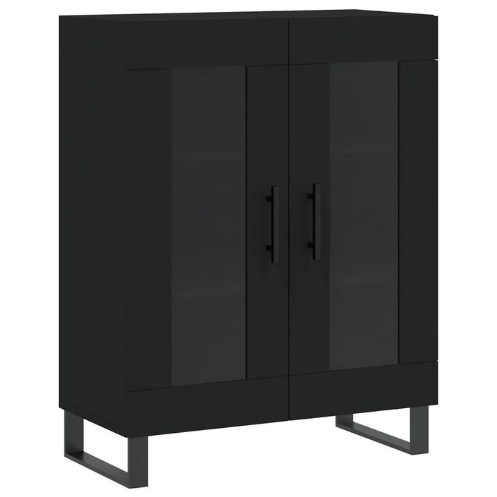 Buffet haut Noir 69,5x34x180 cm Bois d'ingénierie - Photo n°7