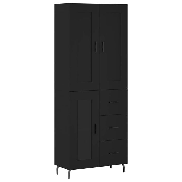 Buffet haut Noir 69,5x34x180 cm Bois d'ingénierie - Photo n°1