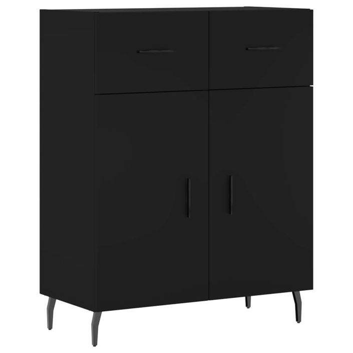 Buffet haut Noir 69,5x34x180 cm Bois d'ingénierie - Photo n°7