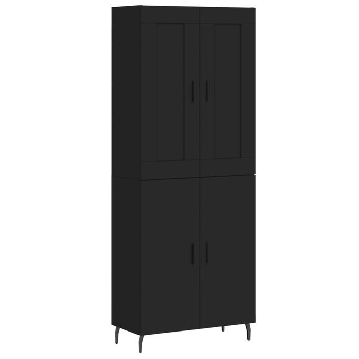 Buffet haut Noir 69,5x34x180 cm Bois d'ingénierie - Photo n°1