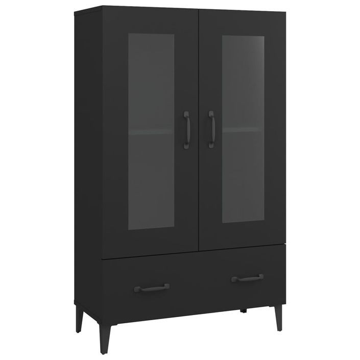 Buffet haut noir 70x31x115 cm bois d'ingénierie - Photo n°1