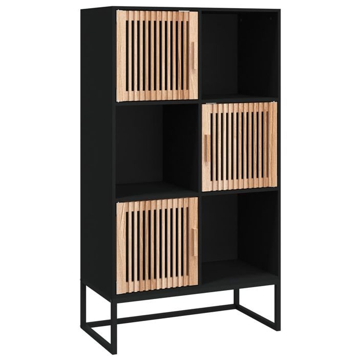 Buffet haut noir 70x35x125 cm bois d'ingénierie - Photo n°1