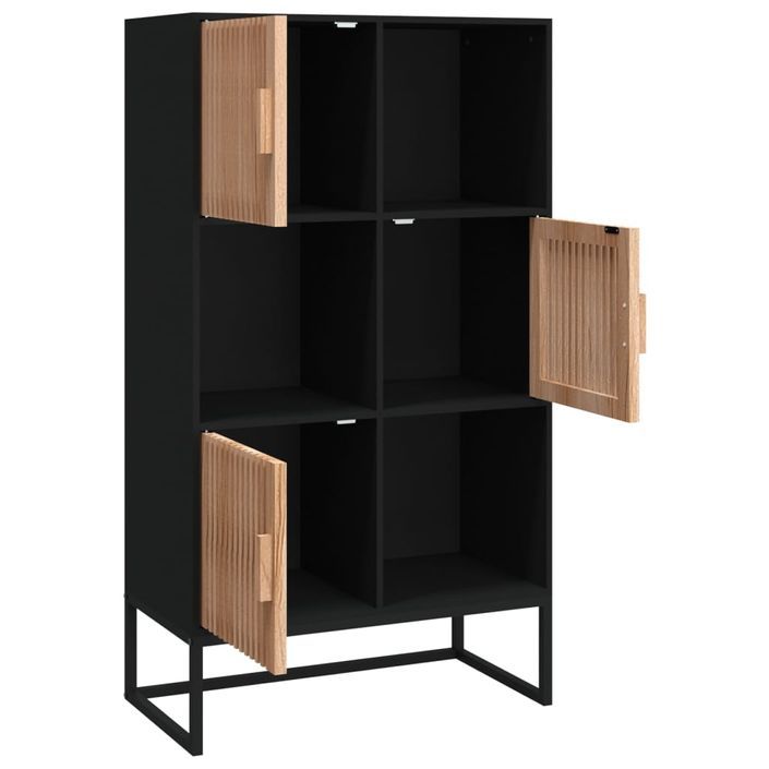 Buffet haut noir 70x35x125 cm bois d'ingénierie - Photo n°4