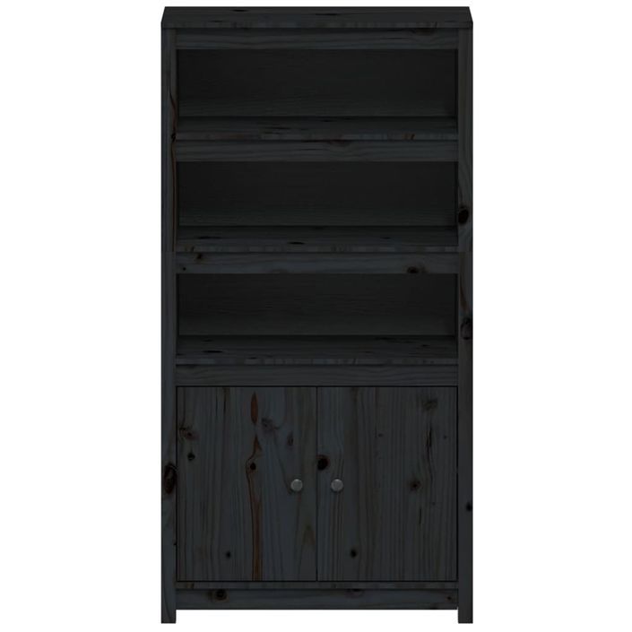 Buffet haut Noir 80x35x154 cm Bois massif de pin - Photo n°5