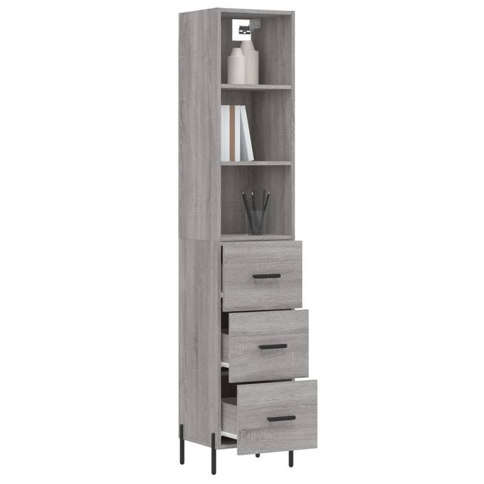 Buffet haut Sonoma gris 34,5x34x180 cm Bois d'ingénierie - Photo n°3