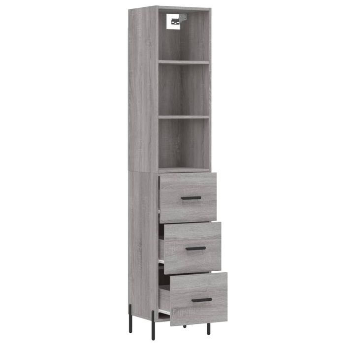 Buffet haut Sonoma gris 34,5x34x180 cm Bois d'ingénierie - Photo n°4