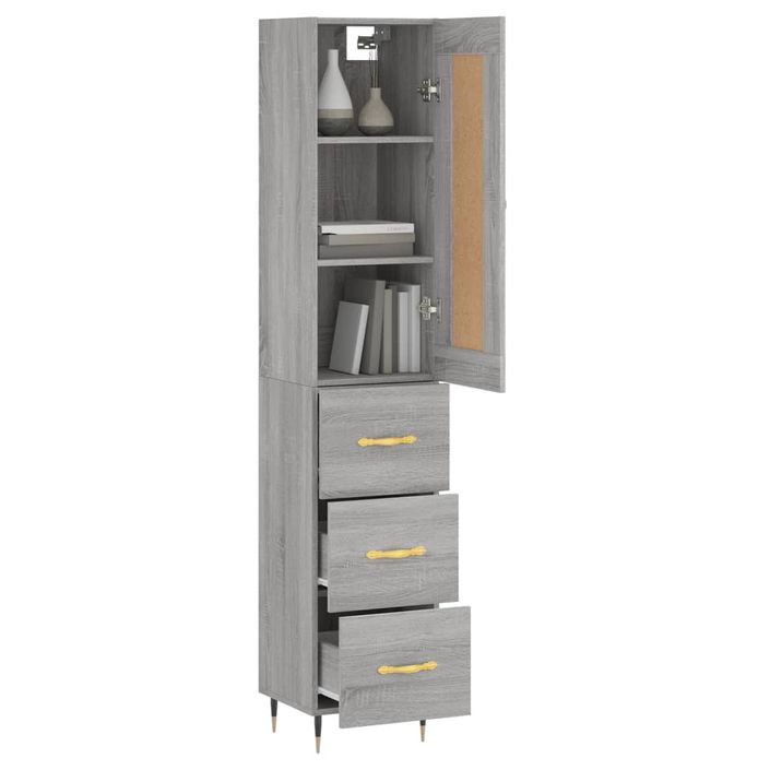 Buffet haut Sonoma gris 34,5x34x180 cm Bois d'ingénierie - Photo n°3