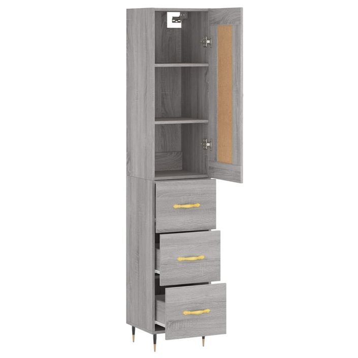 Buffet haut Sonoma gris 34,5x34x180 cm Bois d'ingénierie - Photo n°4