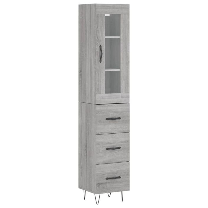 Buffet haut Sonoma gris 34,5x34x180 cm Bois d'ingénierie - Photo n°1