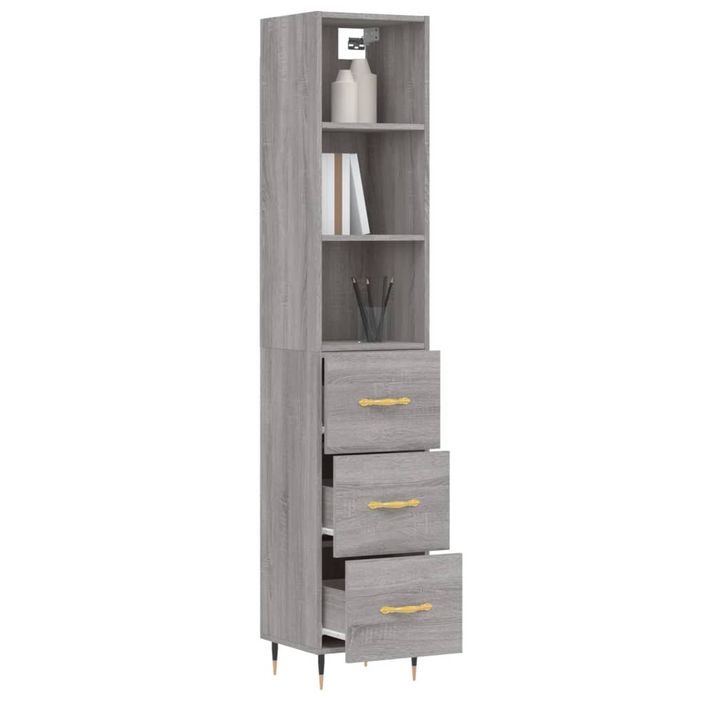 Buffet haut Sonoma gris 34,5x34x180 cm Bois d'ingénierie - Photo n°3