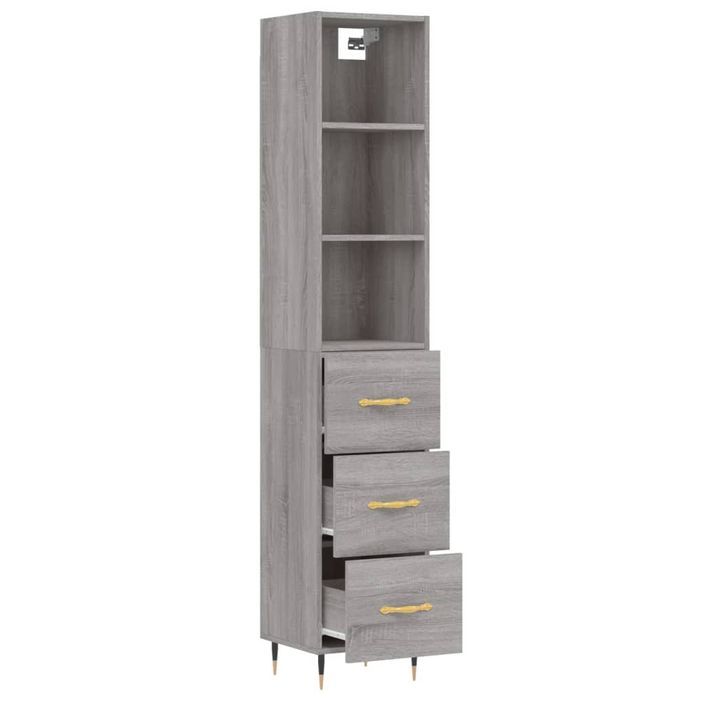 Buffet haut Sonoma gris 34,5x34x180 cm Bois d'ingénierie - Photo n°4