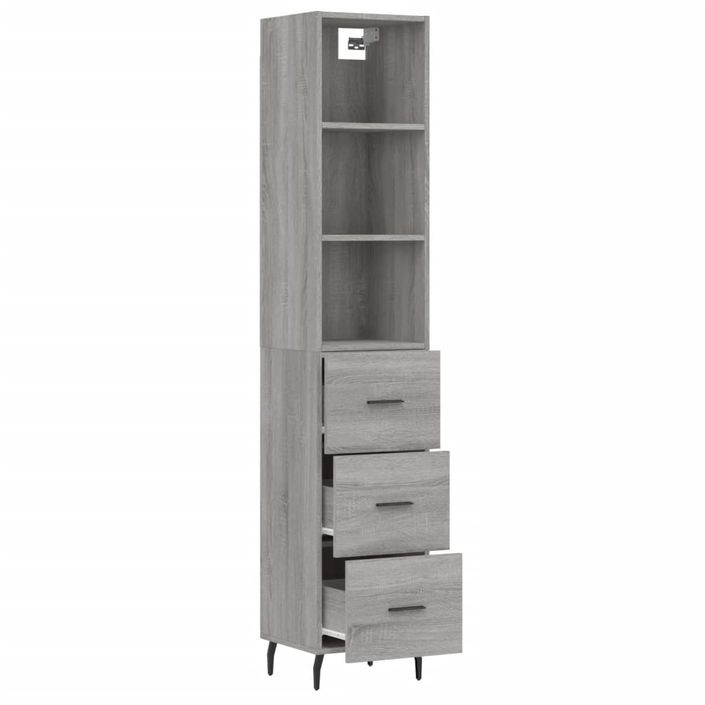 Buffet haut Sonoma gris 34,5x34x180 cm Bois d'ingénierie - Photo n°4