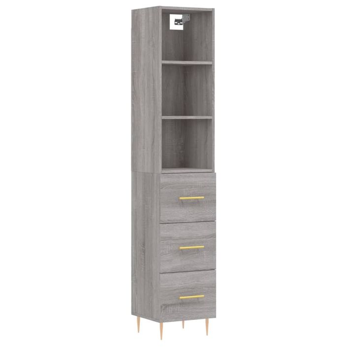 Buffet haut Sonoma gris 34,5x34x180 cm Bois d'ingénierie - Photo n°1