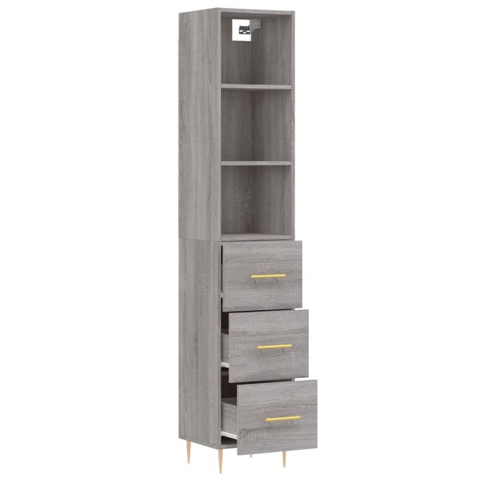 Buffet haut Sonoma gris 34,5x34x180 cm Bois d'ingénierie - Photo n°4