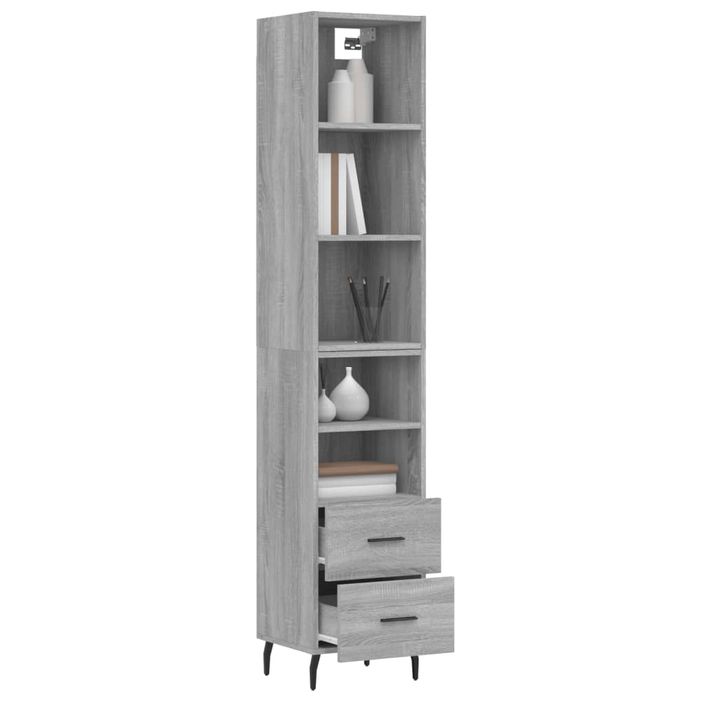 Buffet haut Sonoma gris 34,5x34x180 cm Bois d'ingénierie - Photo n°3