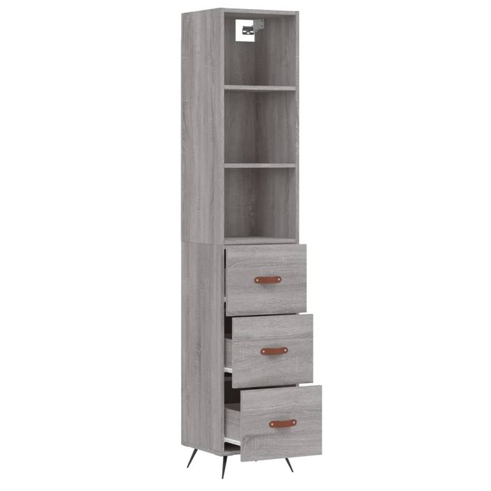 Buffet haut Sonoma gris 34,5x34x180 cm Bois d'ingénierie - Photo n°4