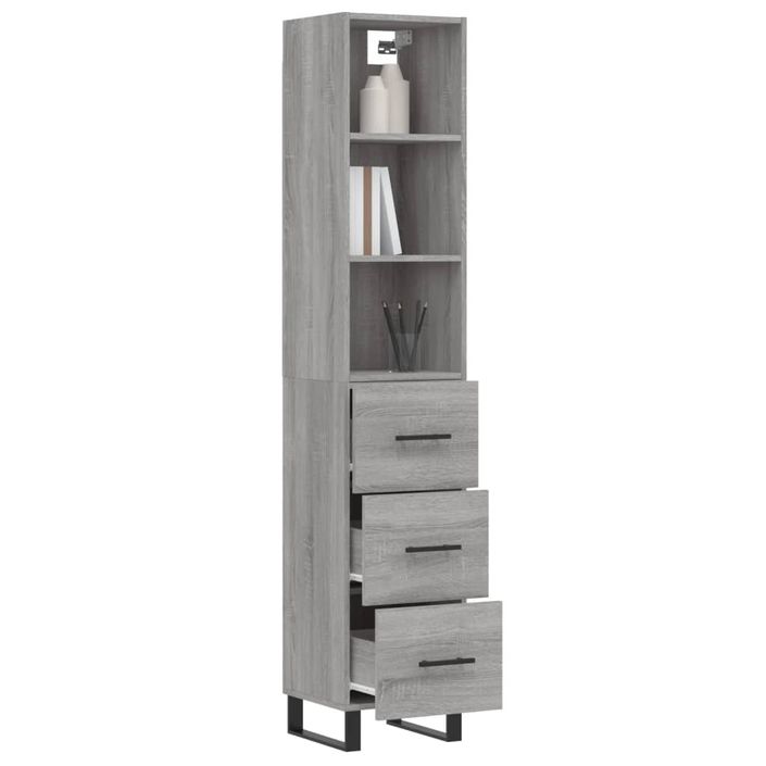 Buffet haut Sonoma gris 34,5x34x180 cm Bois d'ingénierie - Photo n°3