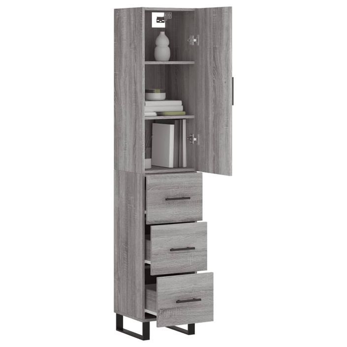 Buffet haut Sonoma gris 34,5x34x180 cm Bois d'ingénierie - Photo n°3