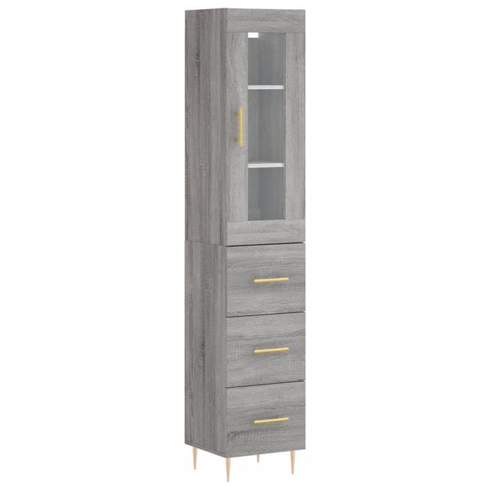 Buffet haut Sonoma gris 34,5x34x180 cm Bois d'ingénierie - Photo n°1