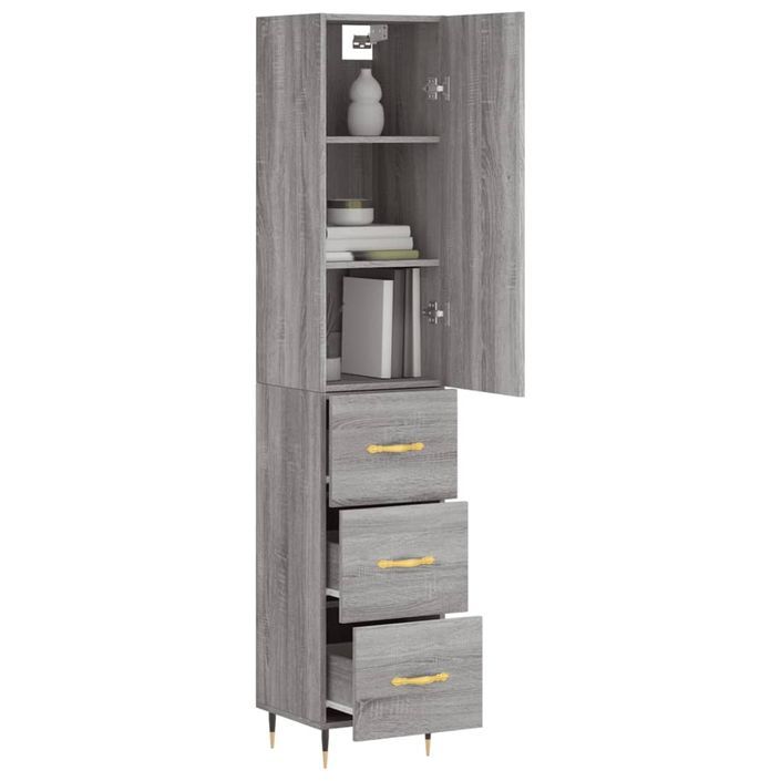 Buffet haut Sonoma gris 34,5x34x180 cm Bois d'ingénierie - Photo n°3